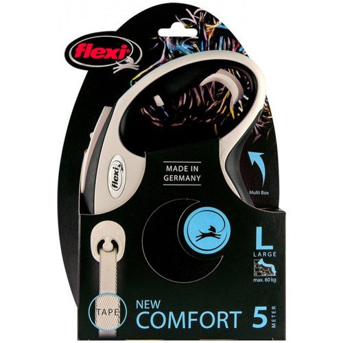 

Рулетка Flexi New Comfort L, для собак, 5 м, лента, черная