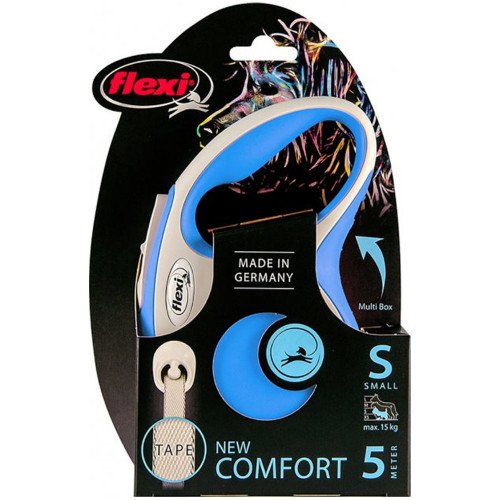 

Рулетка Flexi New Comfort S, для собак, 5 м, лента, синяя
