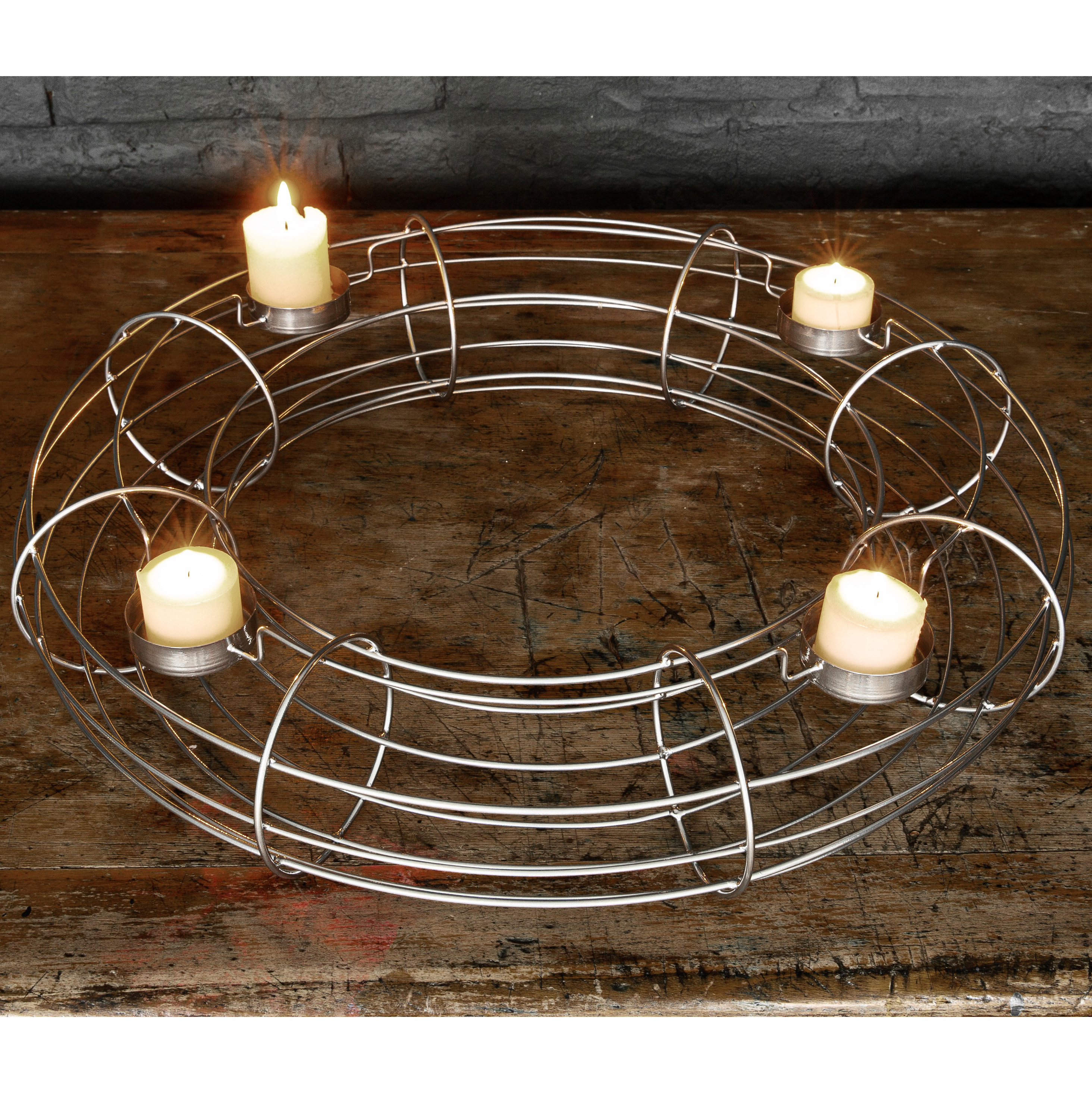 

Подсвечник в гостиную, спальню Венок 2025.5 металл серебристый 58х12 см Adore Decor