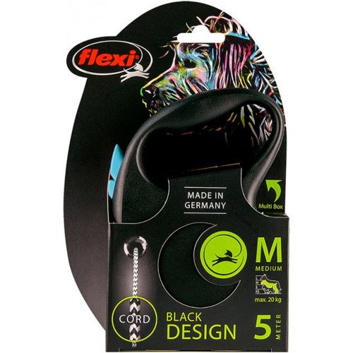 

Рулетка Flexi Black Design M, для собак, 5 м, трос, синяя