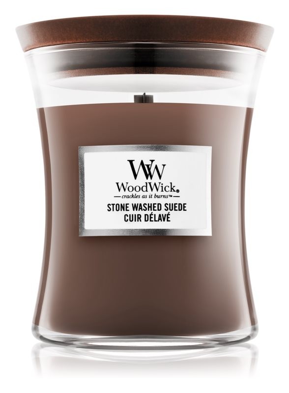 

Ароматическая свеча Woodwick Medium Stone Washed Suede 275 г