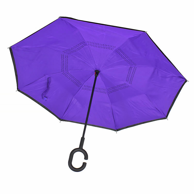 

Зонт наоборот Lesko Up-Brella Фиолетовый смарт-зонт обратного сложения с эргономичной ручкой умный зонт