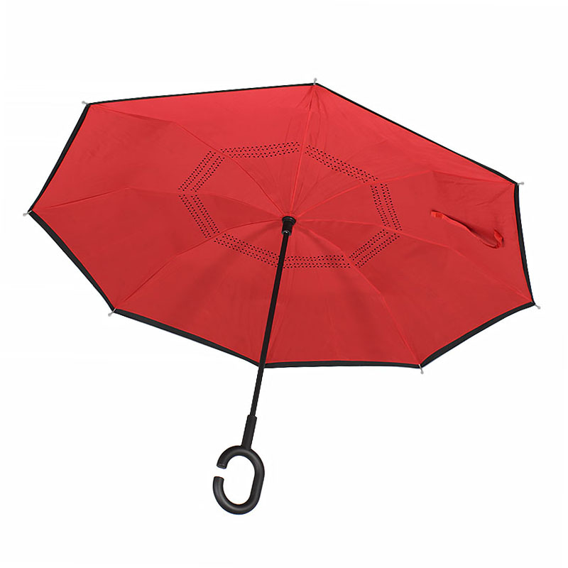 

Зонт наоборот Lesko Up-Brella Красный обратного сложения брендовый для девушек Апбрела двойное складывание