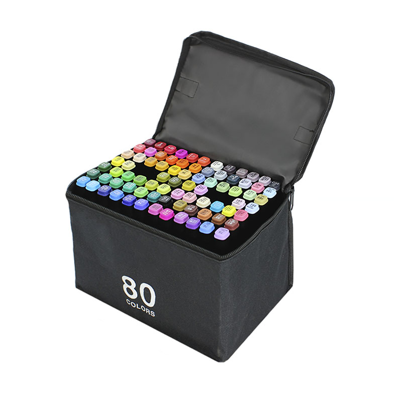 

Набор двухсторонних cкетч маркеров Lesko 80 цветов №134 с палитрой цветные маркеры для рисования