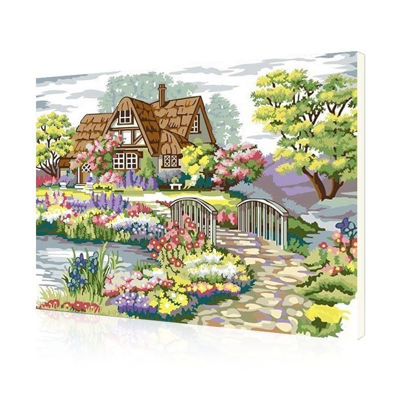 

Картина по номерам Lesko DIY E092 "Цветущий мостик" 40-50см набор для творчества живопись