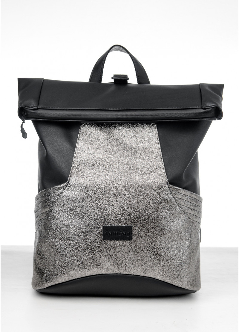 

Рюкзак Sambag RollTop MQN черный с битым серебром 24320635
