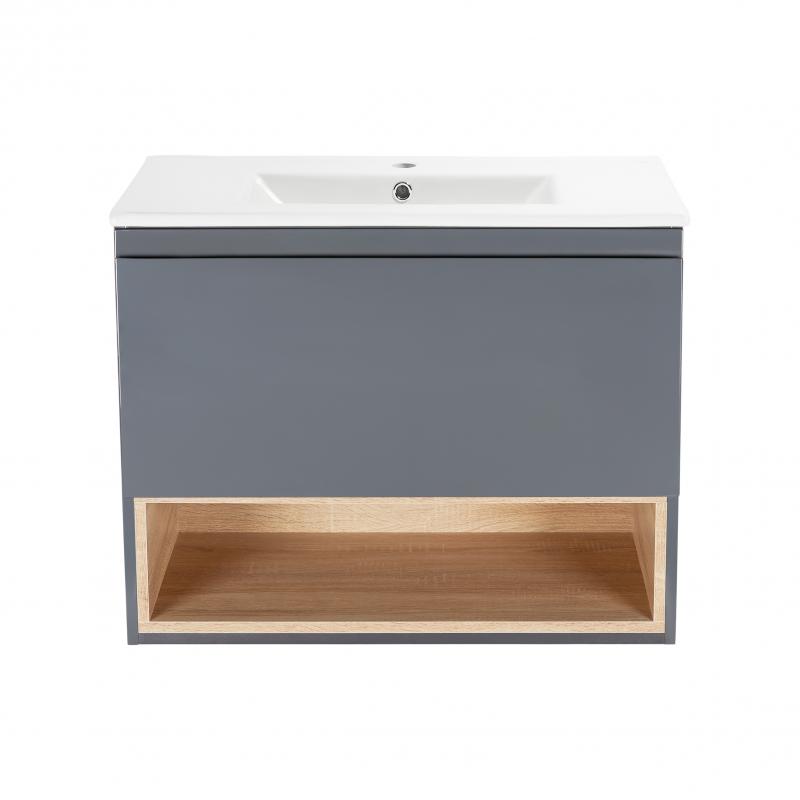 

Комплект Qtap Robin 700х580х437 Graphite/Whitish oak тумба подвесная + раковина врезная QT1372TPВ7002GWO SD00045881