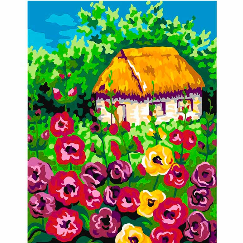 

Картина по номерам Rosa Мальвы возле дома N0001347 35x45см Premium