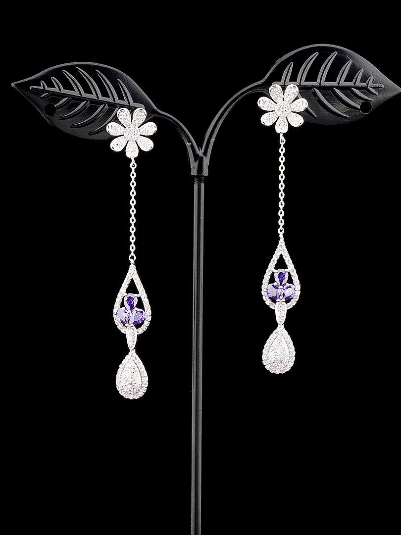 

Серьги висюльки с фиолетовым фианитом Xuping №9050099
