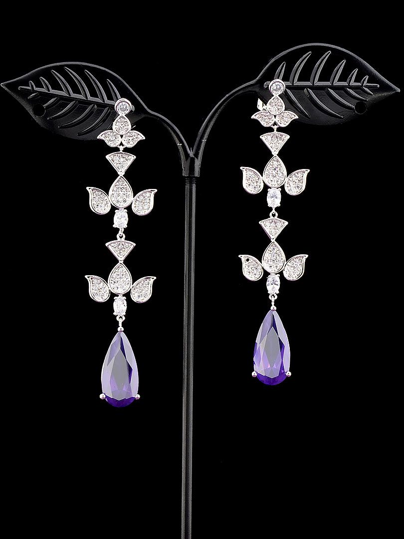 

Серьги висячие с фиолетовым фианитом Xuping №9050098