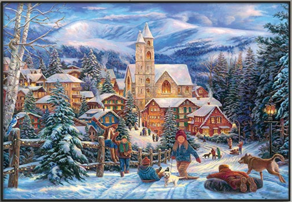 

Набор для вышивания крестиком по нанесённой на канву схеме "Christmas sleddin".Шёлк.AIDA 11CT printed,70*55см