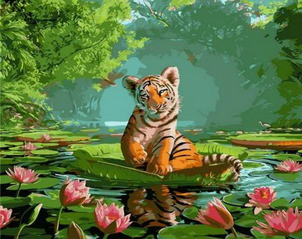 

Картина по номерам Mariposa Тигренок и лотосы Q1264 40x50см
