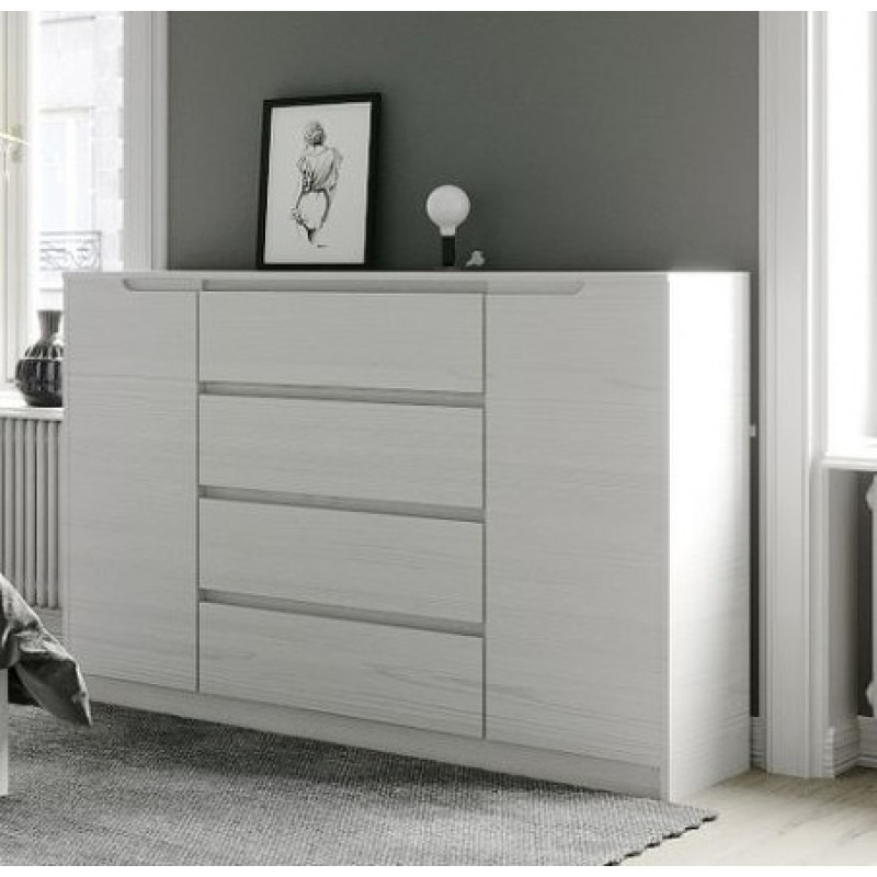 

Комод в гостиную Микс 3 Люкс 1400*380*950 (роликовые направляющие) из ДСП ламинированного цвет Нимфея Альба Everest