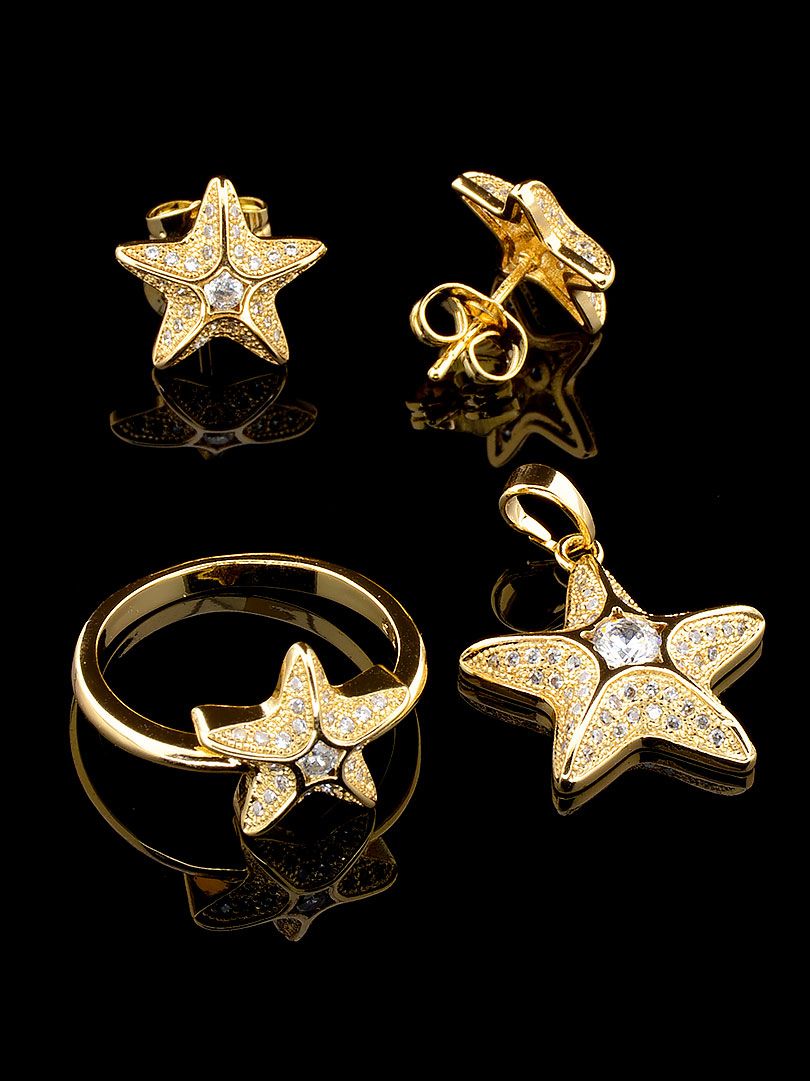 

Набор ювелирной бижутерии с прозрачным фианитом позолоченный Xuping №9043366 Размер кольца 18,5