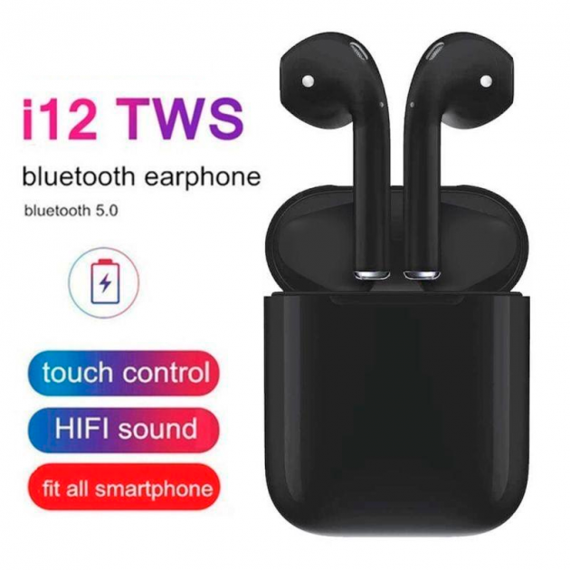 

Беспроводные наушники TWS inPods i12 5.0 Original Touch sensor + PopUp Black Черные