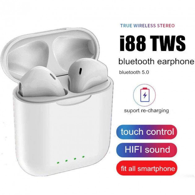 

Беспроводные наушники TWS AirPro i88 Touch Sensor + PopUp White Белые