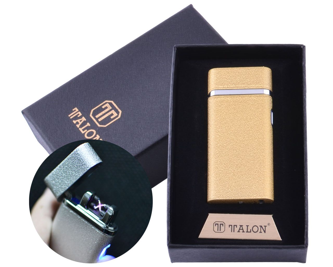 

Электроимпульсная Зажигалка USB Двойная молния HL-7729 Gold