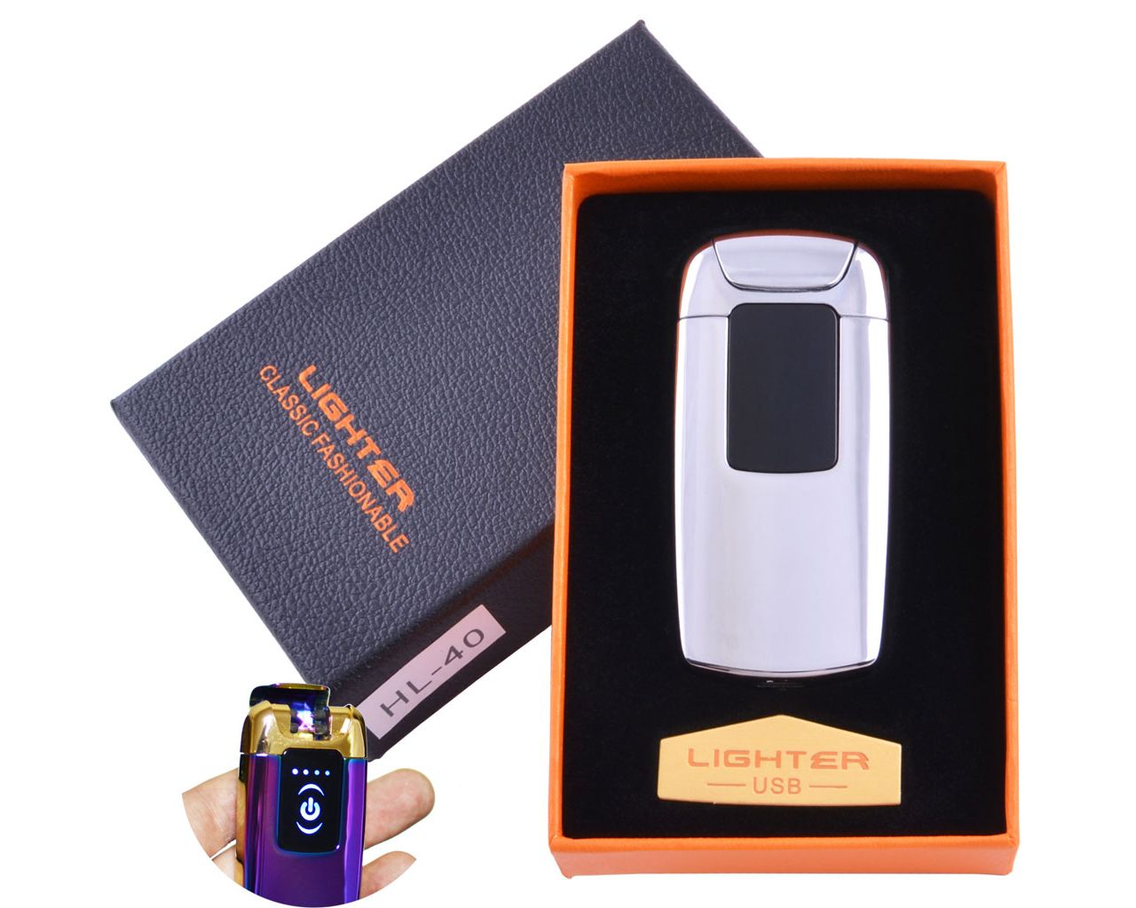 

Электроимпульсная Зажигалка USB HL-7740 Silver