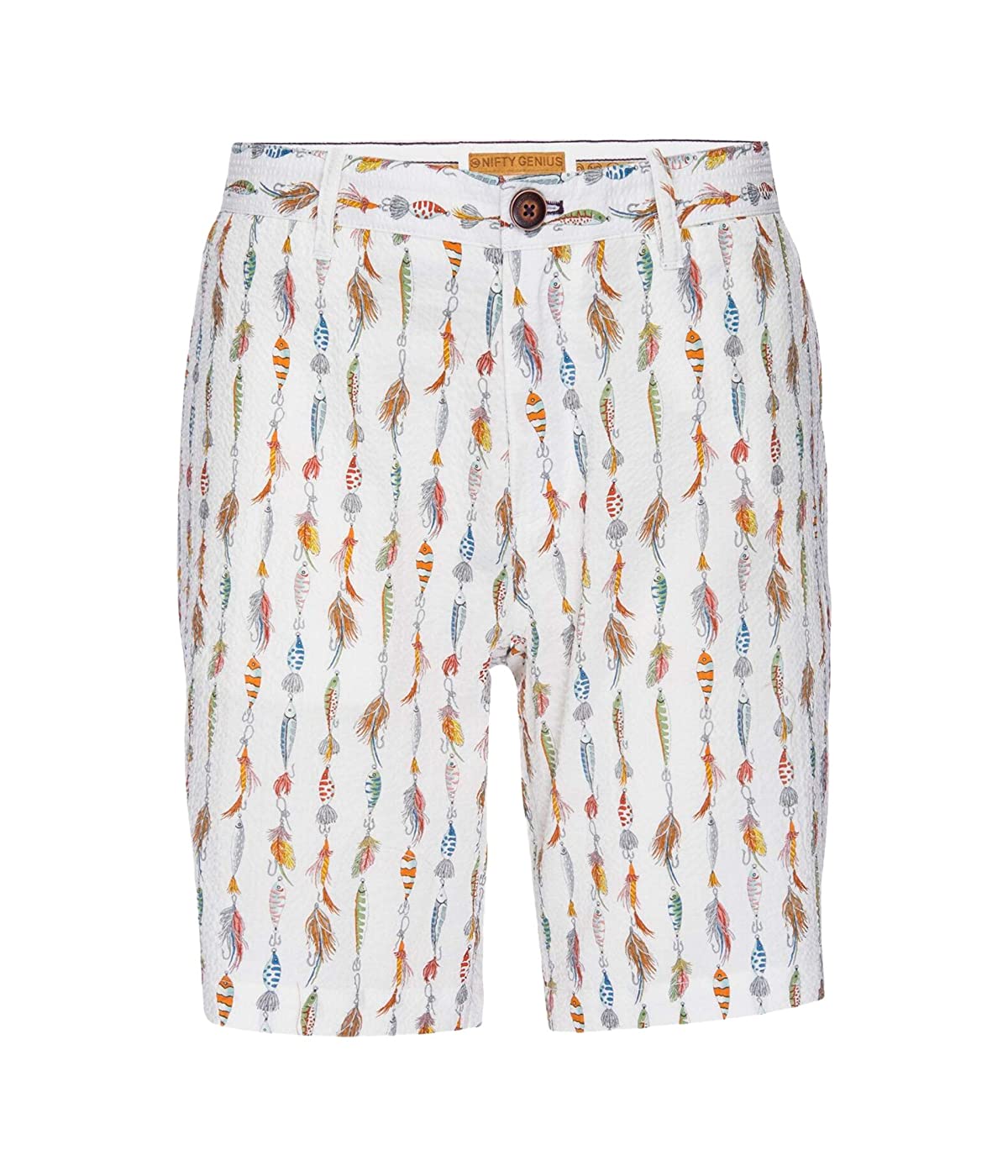 

Шорты Nifty Genius Morgan Bermuda Stretch Seersucker Fishing Lure White, 31W 32L