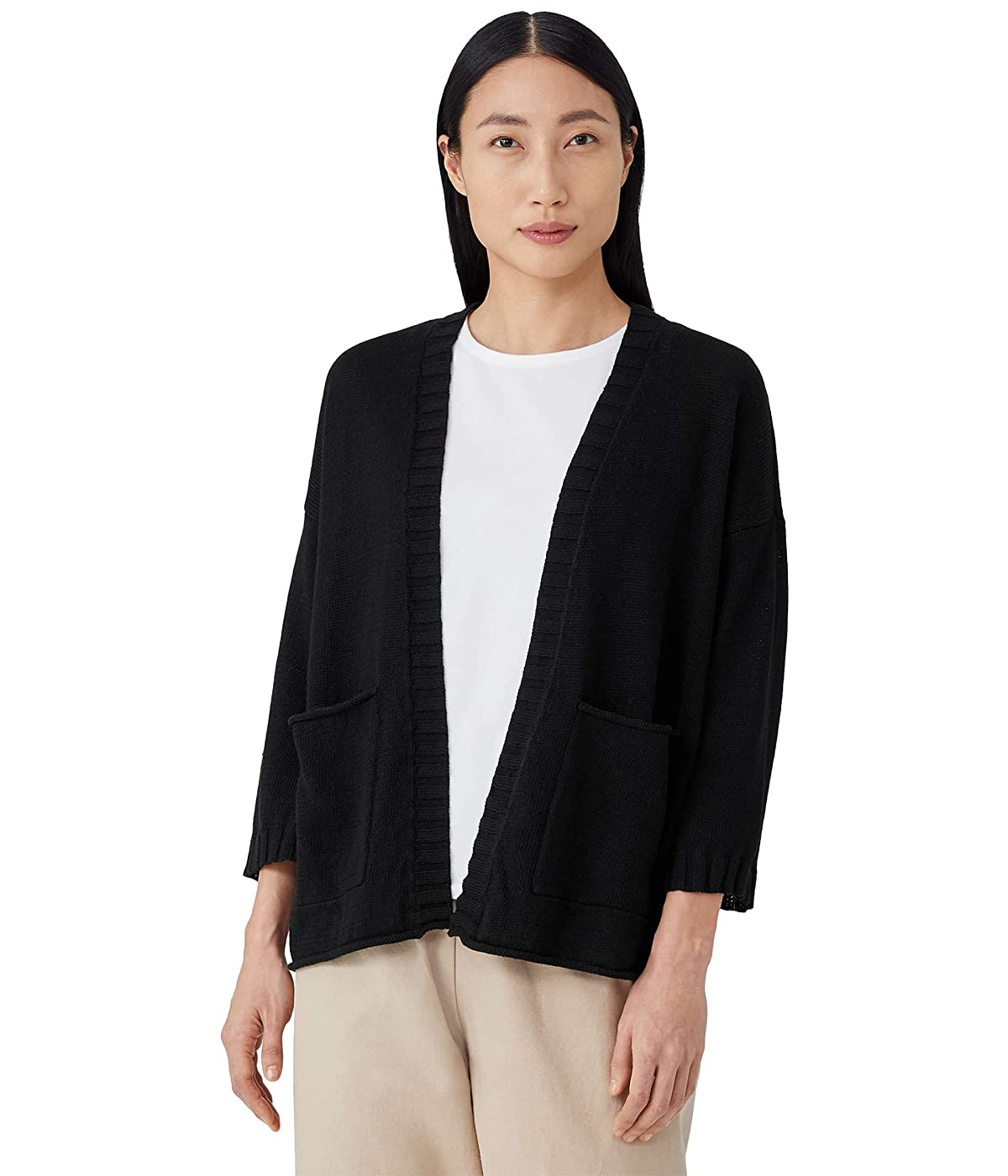 

Кардиган Eileen Fisher 3/4 Sleeve in Organic Linen Cotton Black,  (44, Кардиган Eileen Fisher 3/4 Sleeve in Organic Linen Cotton Black, S (44)