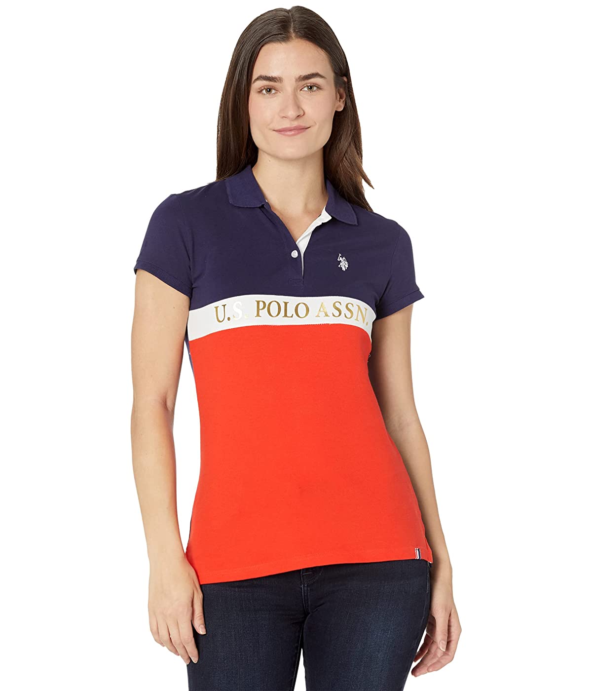 

Поло U.S. POLO USPA Color-Block Foil Polo Pimento,  (48, Поло U.S. POLO USPA Color-Block Foil Polo Pimento, L (48)
