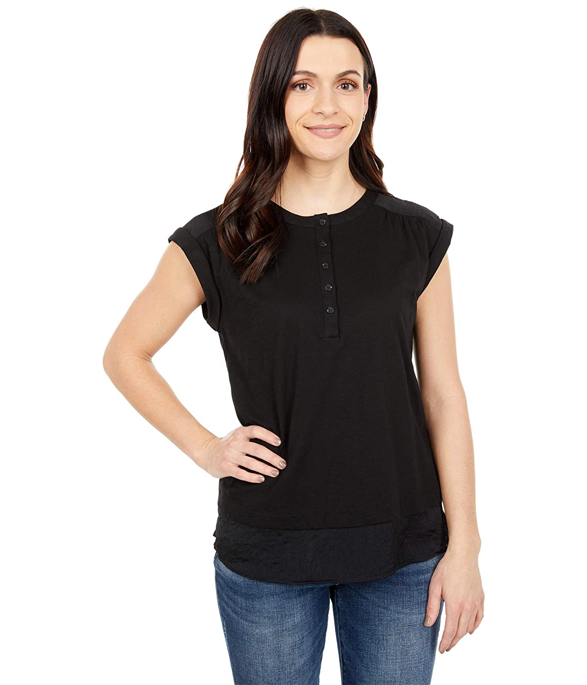 

Футболка Vince Camuto Short Sleeve Mix Media Henley Top Rich Black,  (42, Футболка Vince Camuto Short Sleeve Mix Media Henley Top Rich Black, XS (42)