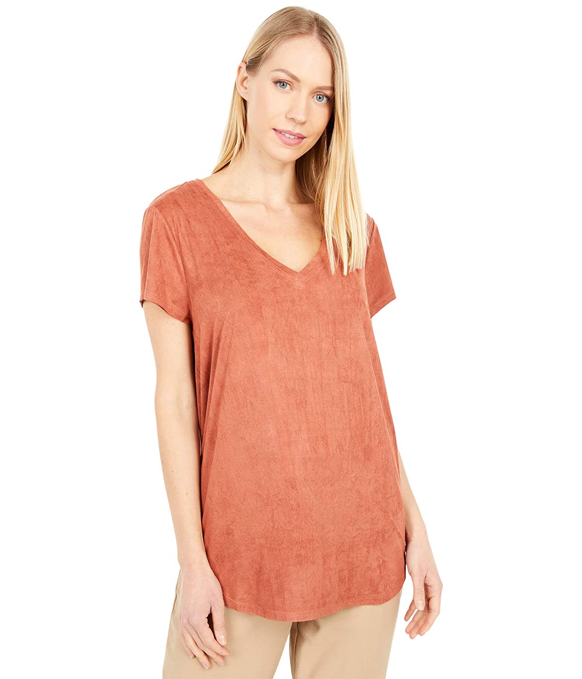 

Футболка Dylan By True Grit Luxe Suede Knit Babydoll V-Neck Tee Redwood, L (48)