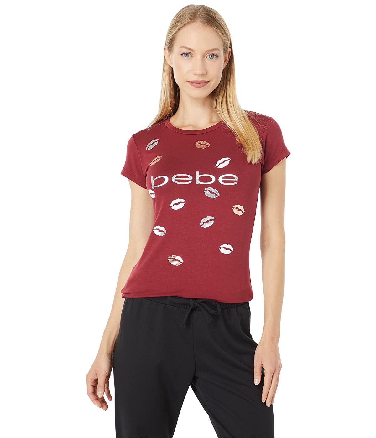 

Футболка bebe Foil Logo Kiss Tee Pomegranate,  (50, Футболка bebe Foil Logo Kiss Tee Pomegranate, XL (50)