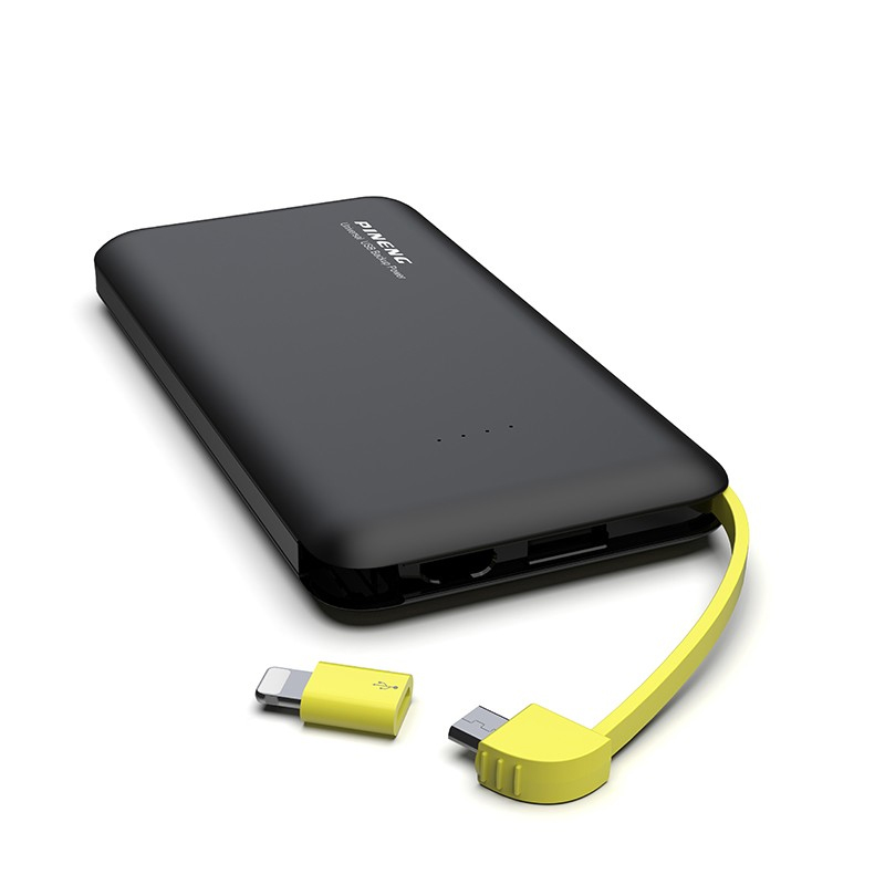 

Внешний аккумулятор Power Bank Pineng PN-955 со встроенным Micro USB / Lightning кабелем, 10000 mAh Black