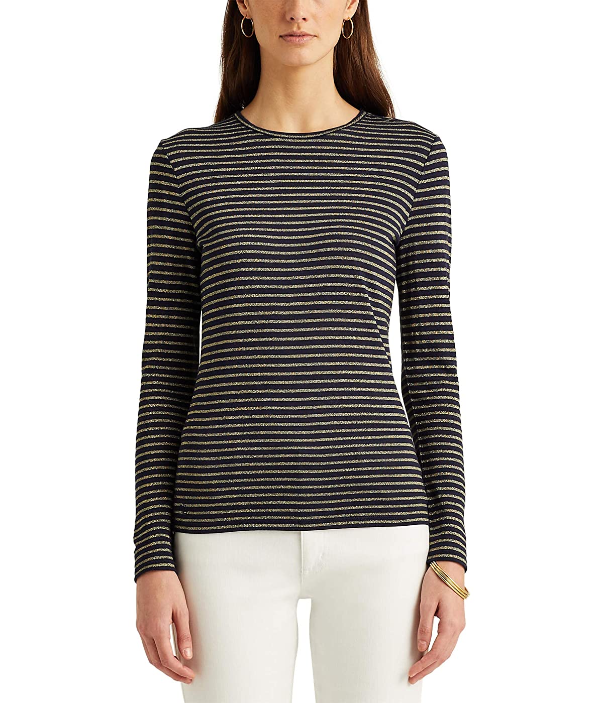 

Лонгслив Ralph Lauren Metallic-Stripe Jersey Top Lauren Navy/Gold, XS (42)