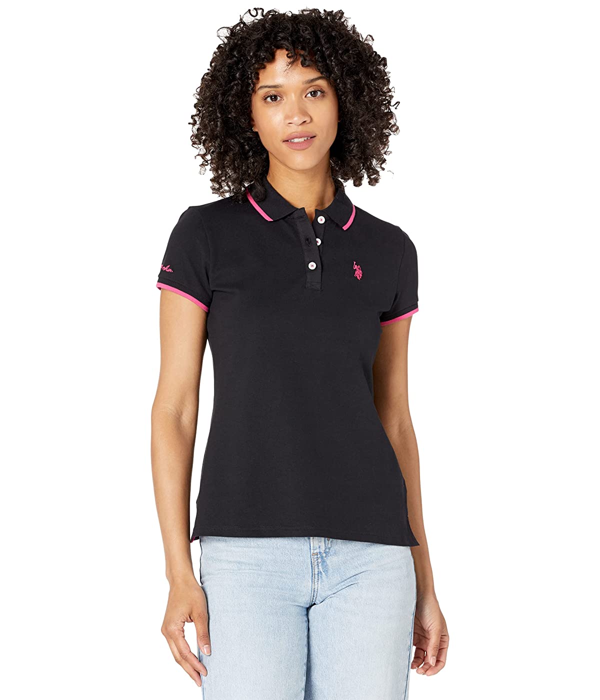 

Поло U.. POLO Classic Stretch Pique Polo Shirt Anthracite/Pink,  (44, Поло U.S. POLO Classic Stretch Pique Polo Shirt Anthracite/Pink, S (44)