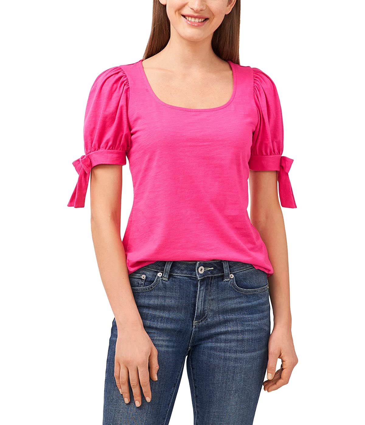 

Футболка CeCe Puff Sleeve Square Neck Knit Top Bright Rose, L (48)