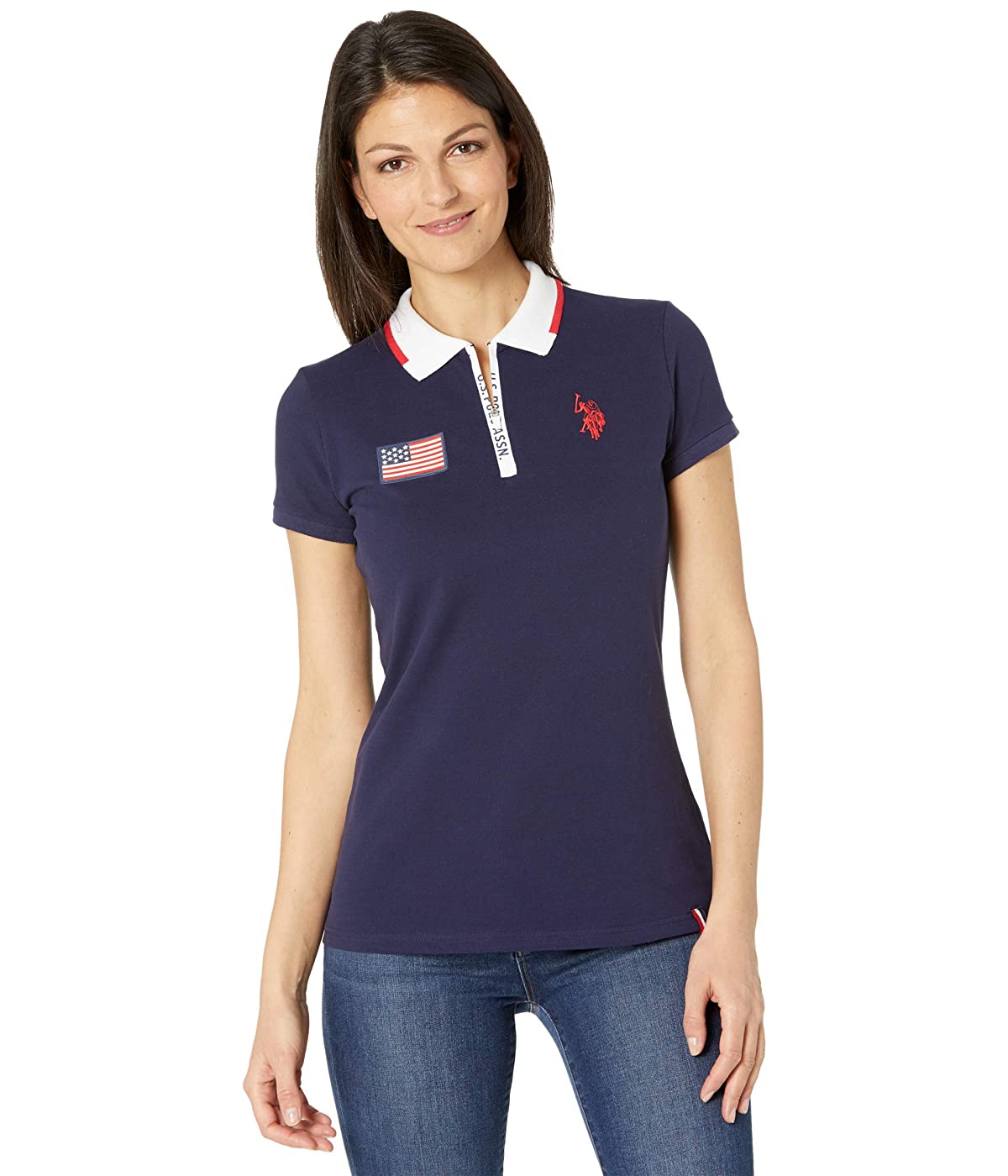 

Поло U.S. POLO Flag & Zip Trim Polo Shirt Evening Blue,  (42, Поло U.S. POLO Flag & Zip Trim Polo Shirt Evening Blue, XS (42)