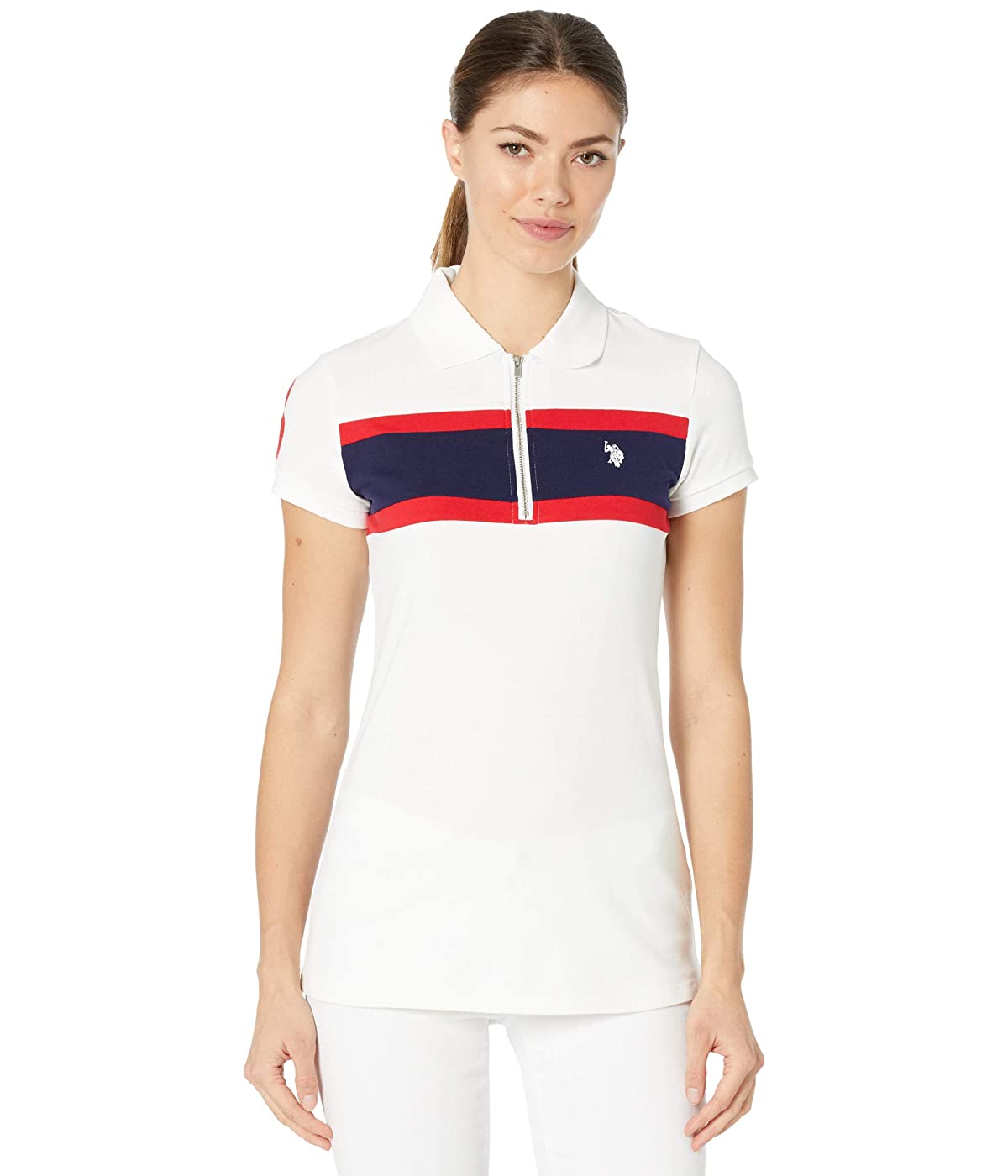 

Поло U.S. POLO Chest Color-Block w/ Zip Polo Shirt Optic White,  (42, Поло U.S. POLO Chest Color-Block w/ Zip Polo Shirt Optic White, XS (42)