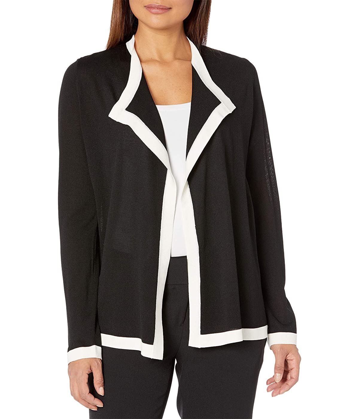 

Кардиган Anne Klein Drape Front Contrast Trim Anne Black/Anne White,  (44, Кардиган Anne Klein Drape Front Contrast Trim Anne Black/Anne White, S (44)