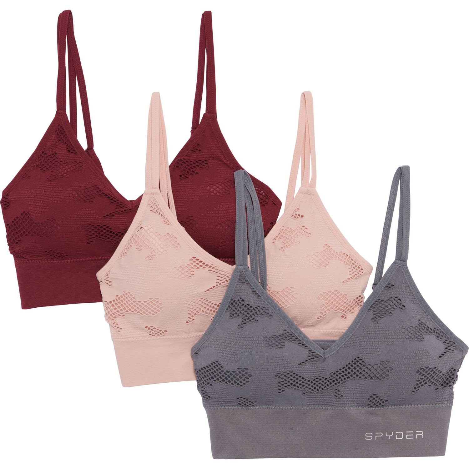 

Топ Spyder Seamless Jacquard Bralette - 3 Pack Pomegranate/Evening Sand/Heather Grey,  (48, Топ Spyder Seamless Jacquard Bralette - 3 Pack Pomegranate/Evening Sand/Heather Grey, L (48)