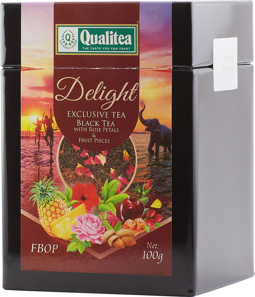 Чорний чай Qualitea Delight середньолистовий з пелюстками троянди ...