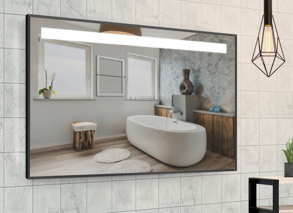 

Зеркало в алюминиевой раме c LED подсветкой Smart Mirror сенсорное Cesena-R 80 x 90 см Прямоугольное