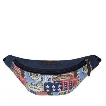 

Сумка - бананка на пояс Exodus Leather Canvas America Синий P2107Ex883