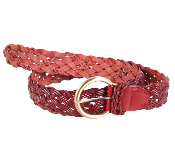 

Женский плетеный ремень из кожи D-Belts S0925 темно коричневой (110 см х 3.8 см)