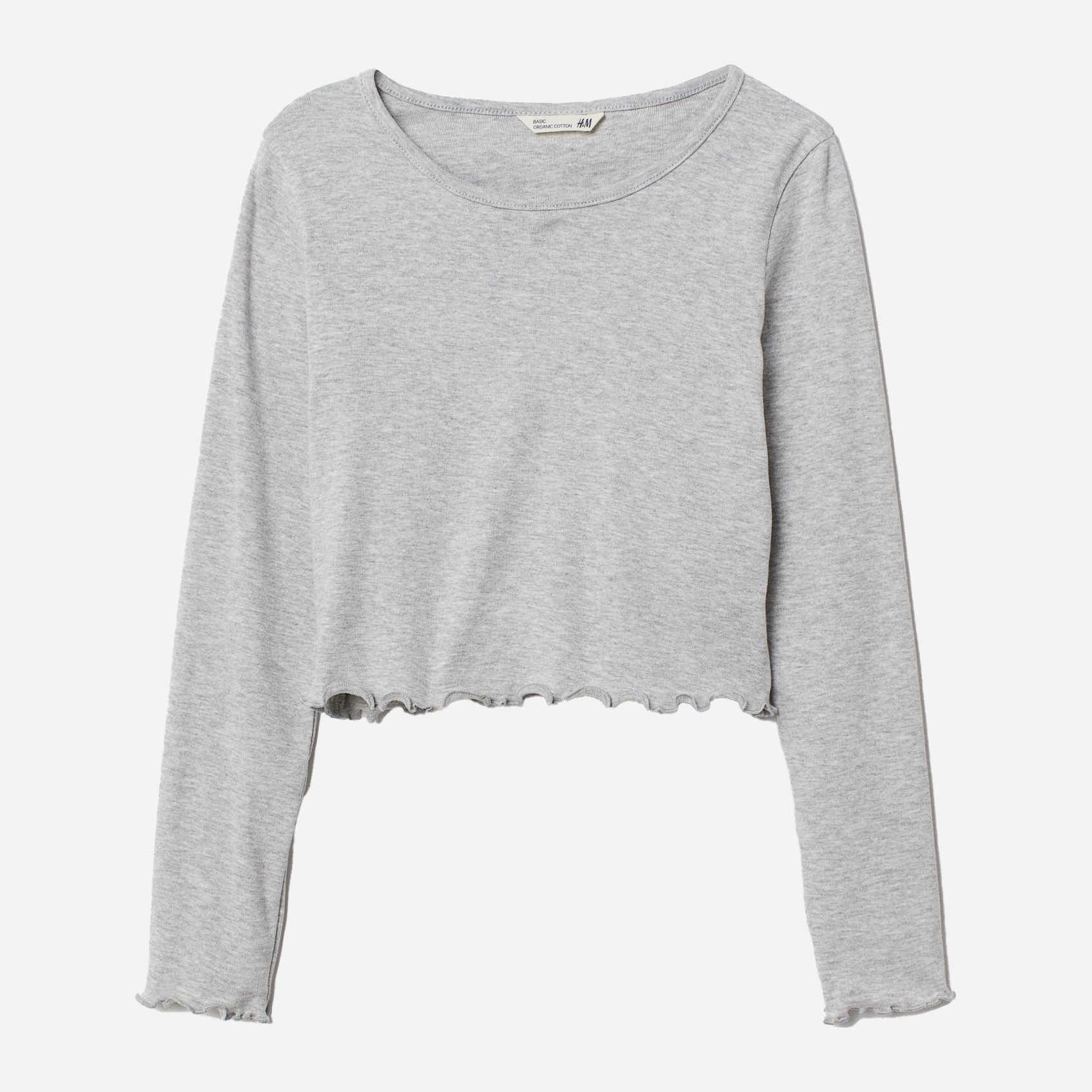 

Футболка с длинным рукавом H&M 735006b27 170 см Светло-серая