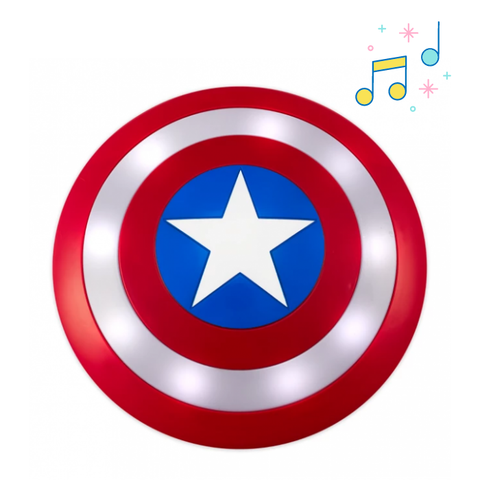 

Щит Капитан Америка Endgame с музыкой и подсветкой, пластиковый 32 см с ручкой Красный (123587)