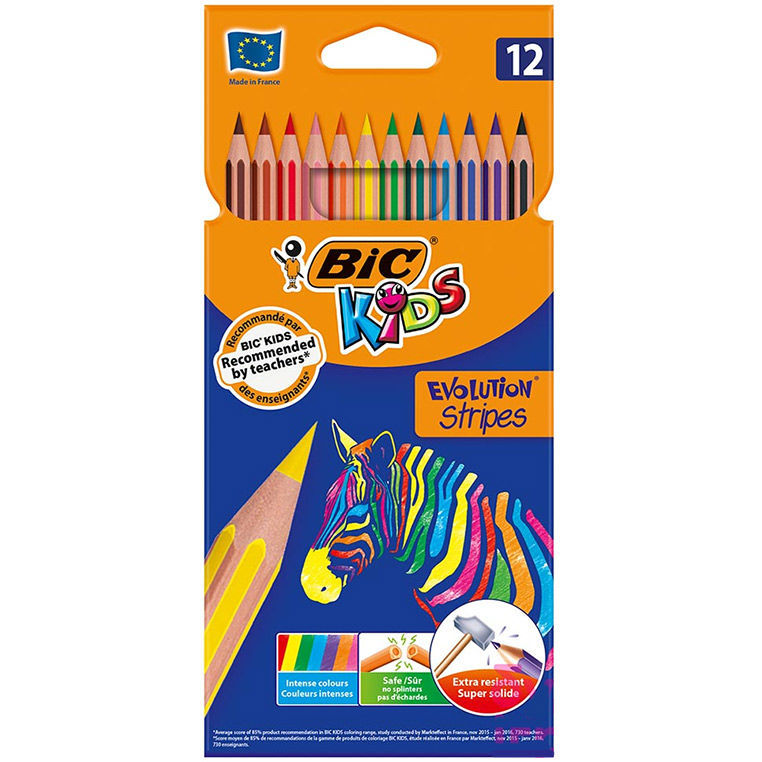 

Карандаши цветные BIC Kids Evolution Stripes 12 цветов 950522