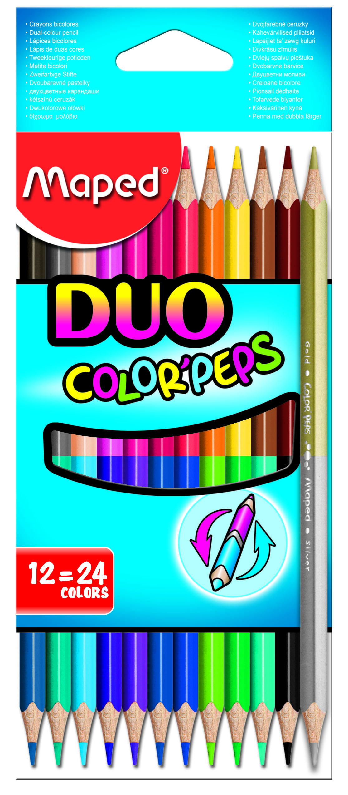 

Карандаши цветные Maped Color Peps Duo двухсторонние 12шт/24 цвета 829600