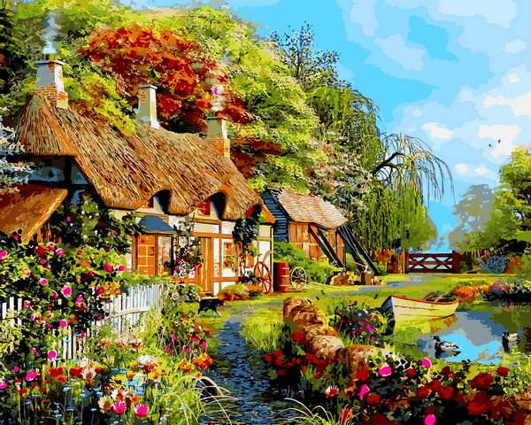 

Домик у пруда. Раскраска по цифрам. Mariposa 40x50