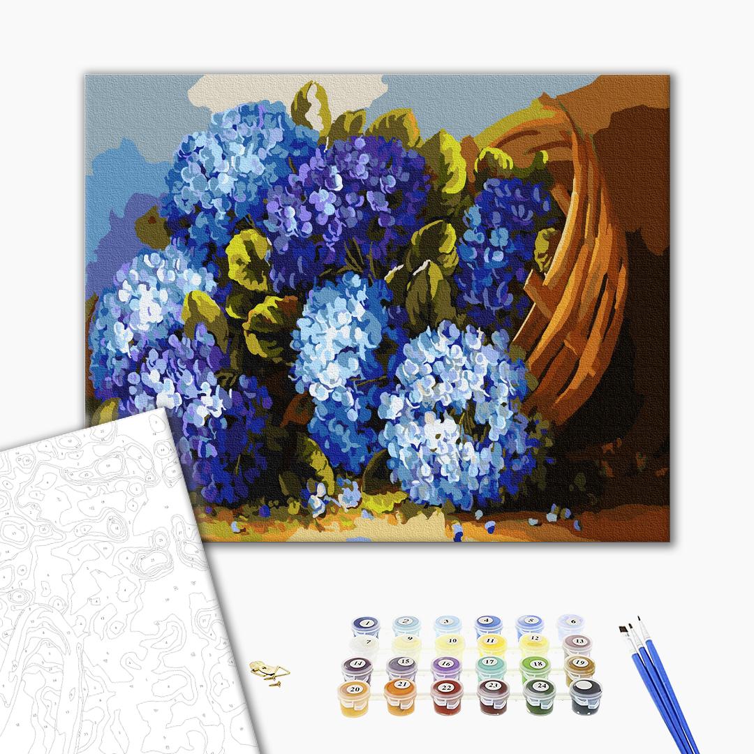 

Синие цветы в корзинке. Раскраска по номерам. Brushme 40x50
