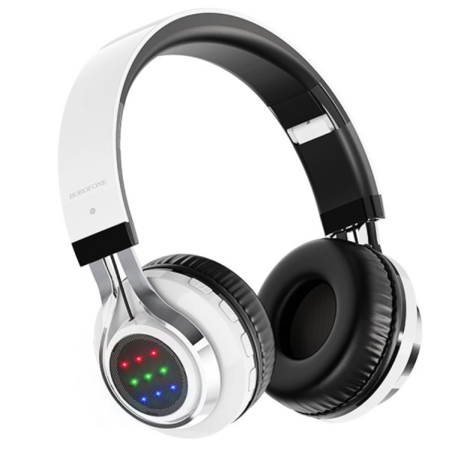 

Беспроводные накладные MP3 наушники с поддержкой карты памяти MicroSD с микрофоном BOROFONE BO8 Белый