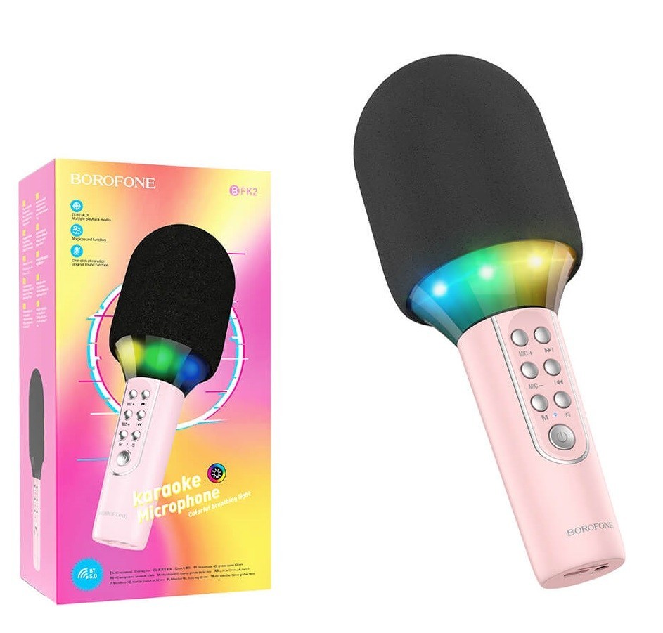 

Караоке микрофон Borofone|BT5.0, AUX/TF, A2DP, 6h| pink