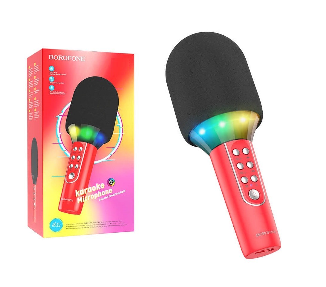 

Караоке микрофон Borofone|BT5.0, AUX/TF, A2DP, 6h| red