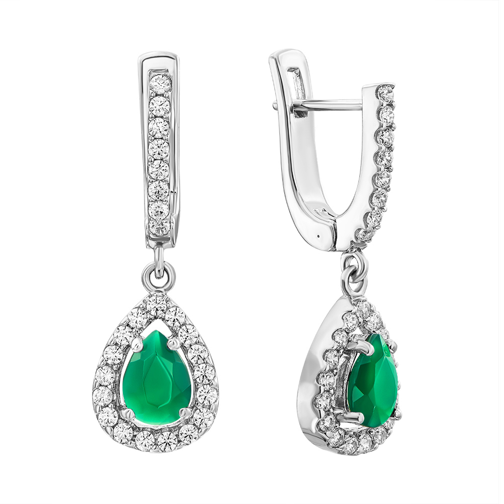 

Серебряные серьги-подвески с агатом и цирконием 000136782